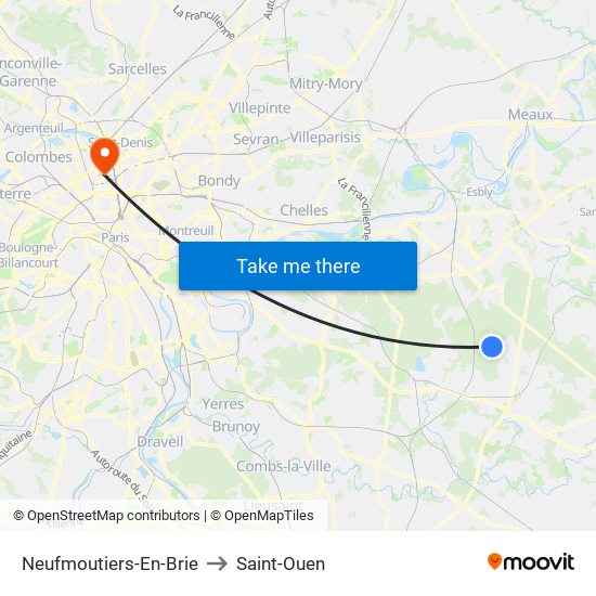 Neufmoutiers-En-Brie to Saint-Ouen map