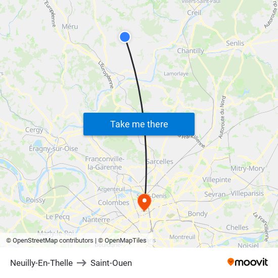 Neuilly-En-Thelle to Saint-Ouen map