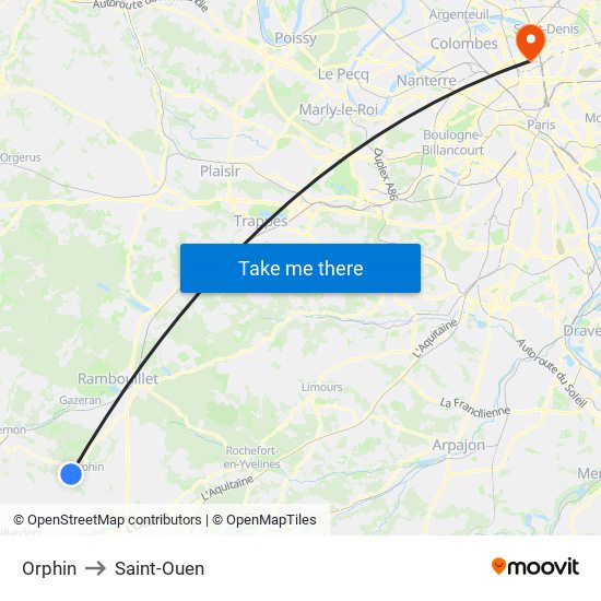 Orphin to Saint-Ouen map