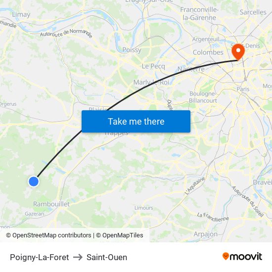 Poigny-La-Foret to Saint-Ouen map