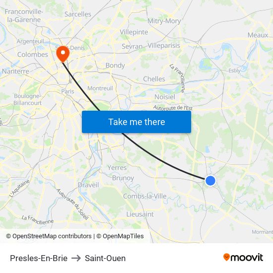 Presles-En-Brie to Saint-Ouen map