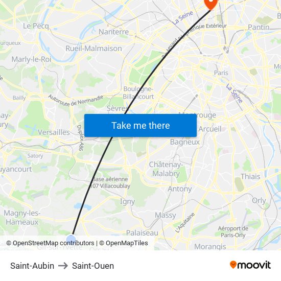 Saint-Aubin to Saint-Ouen map