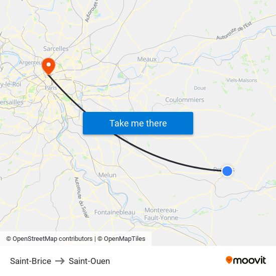 Saint-Brice to Saint-Ouen map