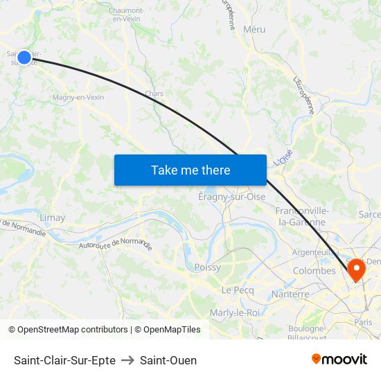 Saint-Clair-Sur-Epte to Saint-Ouen map