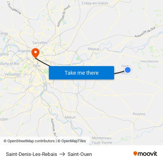 Saint-Denis-Les-Rebais to Saint-Ouen map