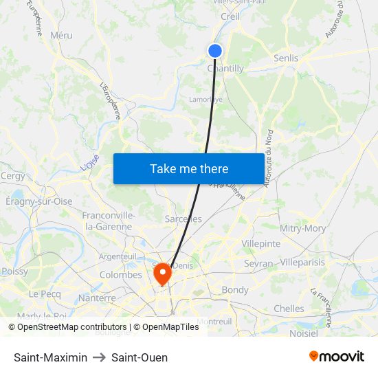 Saint-Maximin to Saint-Ouen map