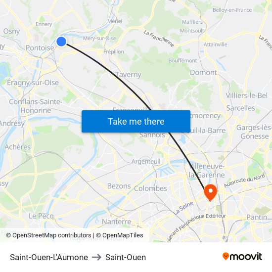 Saint-Ouen-L'Aumone to Saint-Ouen map