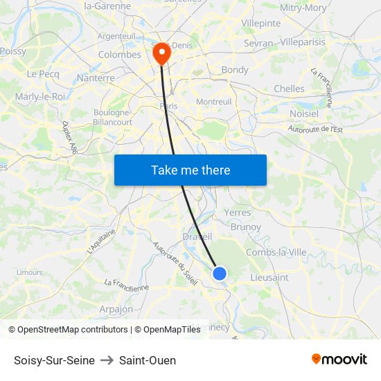 Soisy-Sur-Seine to Saint-Ouen map