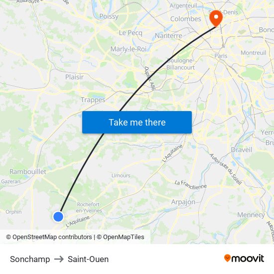 Sonchamp to Saint-Ouen map