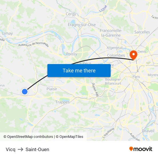 Vicq to Saint-Ouen map