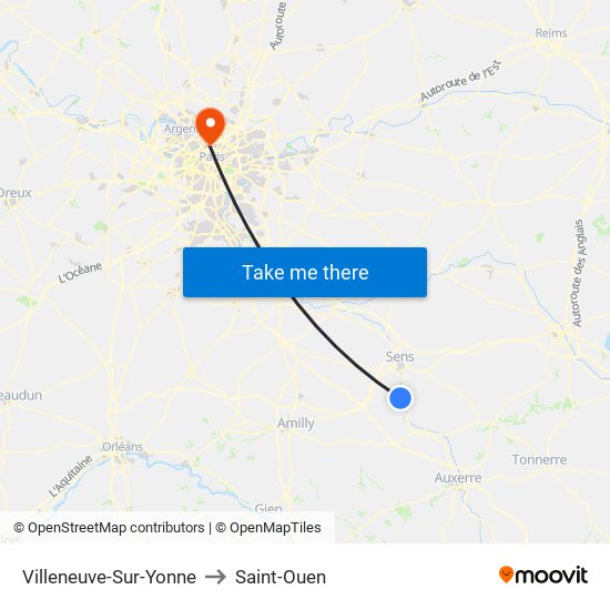 Villeneuve-Sur-Yonne to Saint-Ouen map