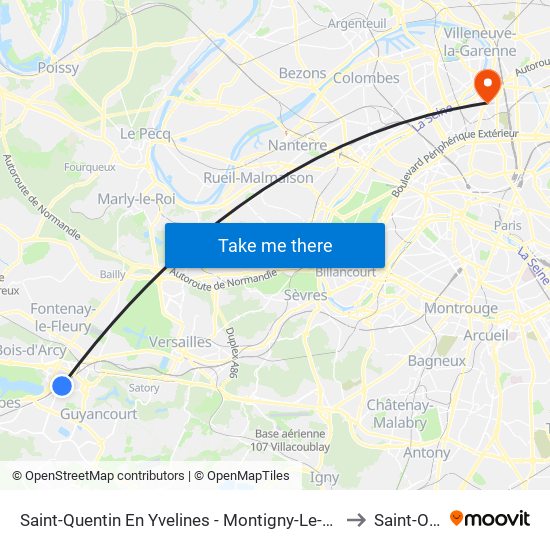 Saint-Quentin En Yvelines - Montigny-Le-Bretonneux to Saint-Ouen map