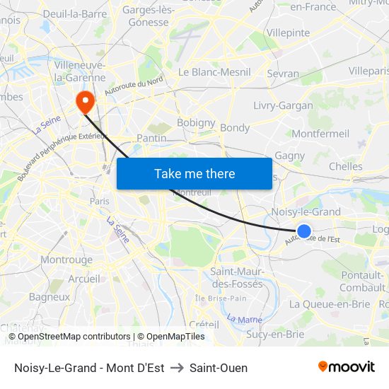 Noisy-Le-Grand - Mont D'Est to Saint-Ouen map