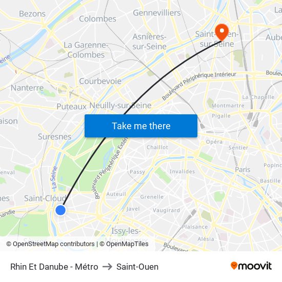 Rhin Et Danube - Métro to Saint-Ouen map