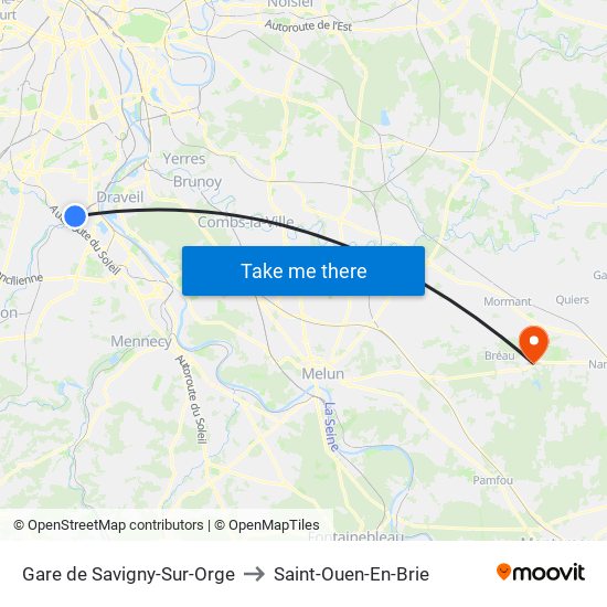 Gare de Savigny-Sur-Orge to Saint-Ouen-En-Brie map