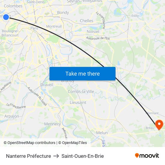 Nanterre Préfecture to Saint-Ouen-En-Brie map