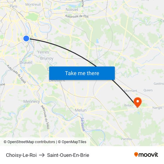 Choisy-Le-Roi to Saint-Ouen-En-Brie map
