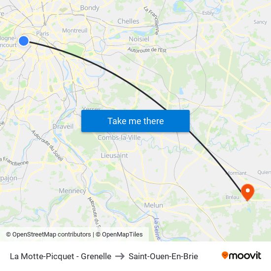 La Motte-Picquet - Grenelle to Saint-Ouen-En-Brie map