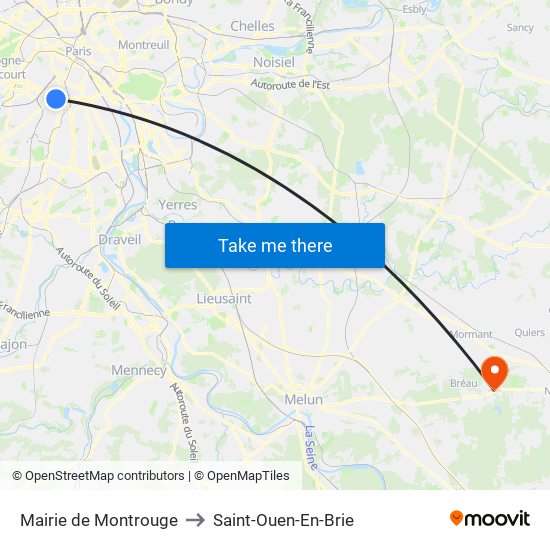 Mairie de Montrouge to Saint-Ouen-En-Brie map