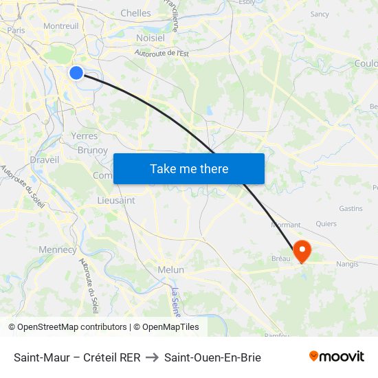 Saint-Maur – Créteil RER to Saint-Ouen-En-Brie map