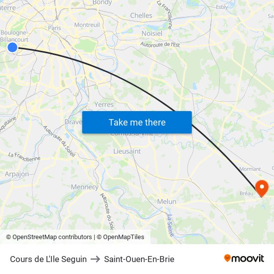 Cours de L'Ile Seguin to Saint-Ouen-En-Brie map