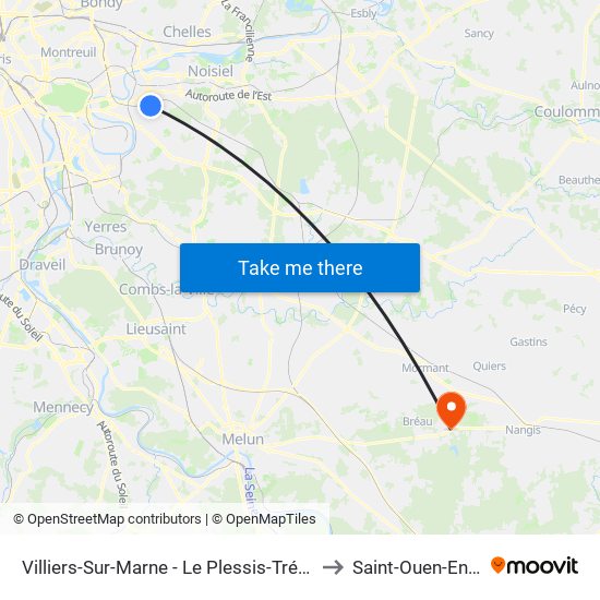 Villiers-Sur-Marne - Le Plessis-Trévise RER to Saint-Ouen-En-Brie map