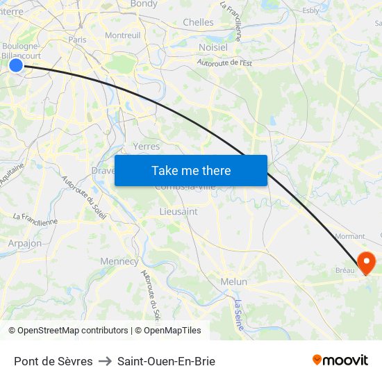 Pont de Sèvres to Saint-Ouen-En-Brie map