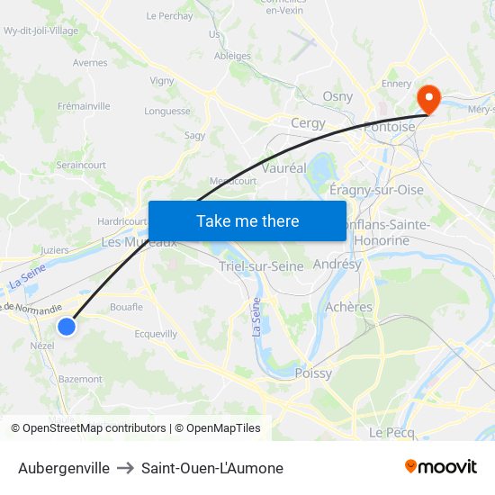 Aubergenville to Saint-Ouen-L'Aumone map