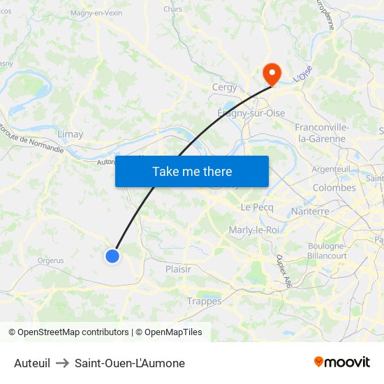 Auteuil to Saint-Ouen-L'Aumone map