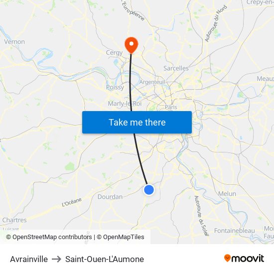 Avrainville to Saint-Ouen-L'Aumone map