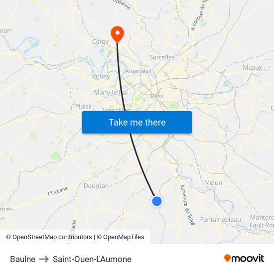 Baulne to Saint-Ouen-L'Aumone map
