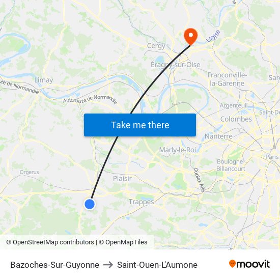 Bazoches-Sur-Guyonne to Saint-Ouen-L'Aumone map