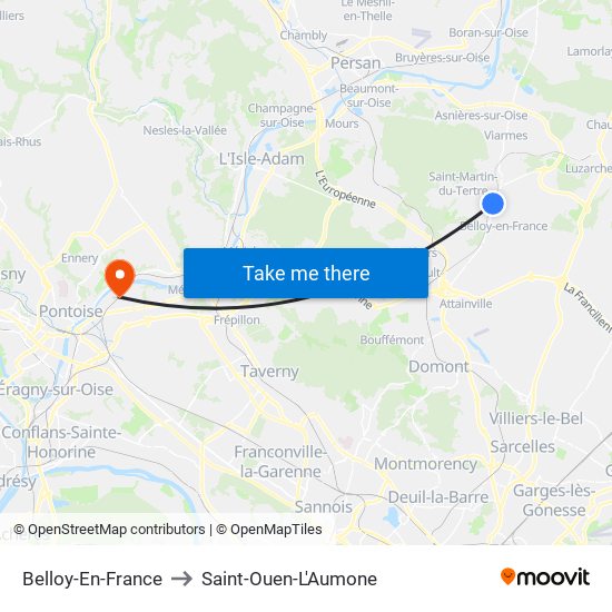 Belloy-En-France to Saint-Ouen-L'Aumone map