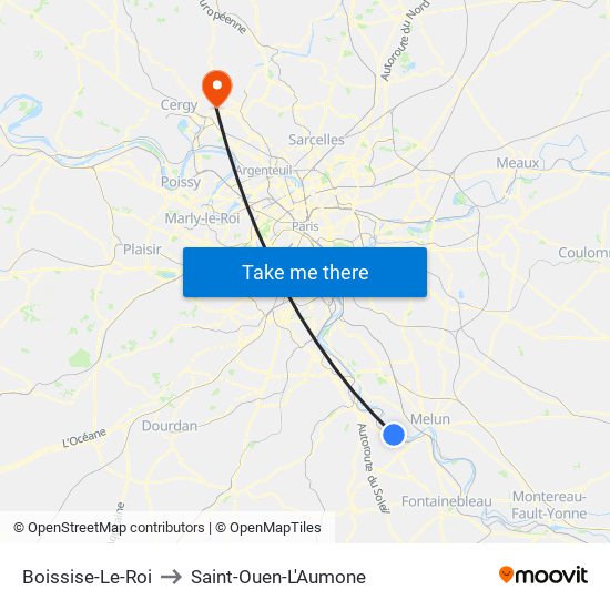 Boissise-Le-Roi to Saint-Ouen-L'Aumone map