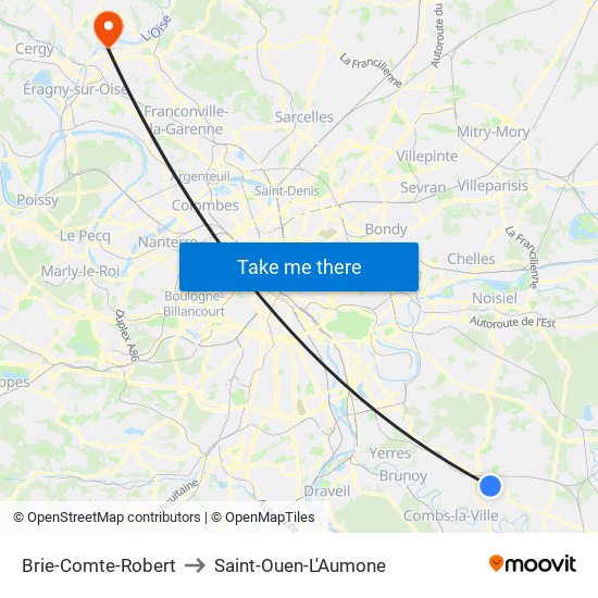 Brie-Comte-Robert to Saint-Ouen-L'Aumone map