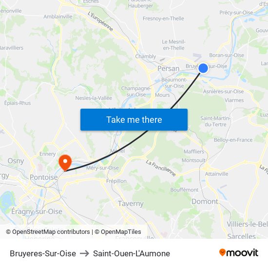 Bruyeres-Sur-Oise to Saint-Ouen-L'Aumone map