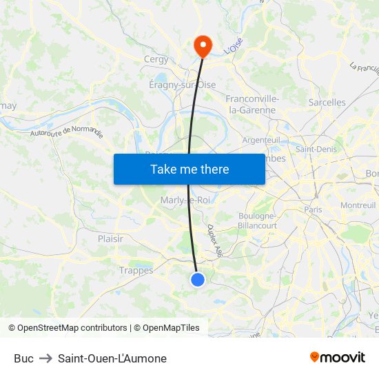 Buc to Saint-Ouen-L'Aumone map