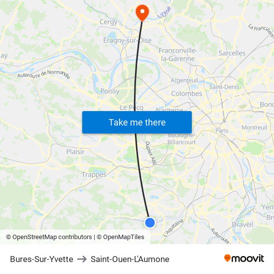 Bures-Sur-Yvette to Saint-Ouen-L'Aumone map