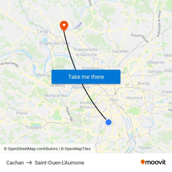 Cachan to Saint-Ouen-L'Aumone map