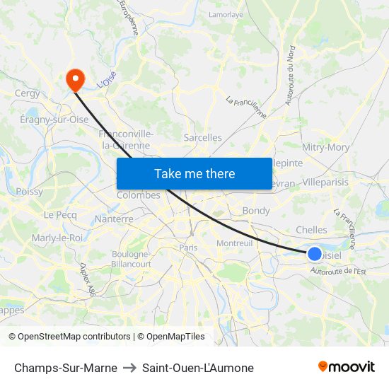 Champs-Sur-Marne to Saint-Ouen-L'Aumone map