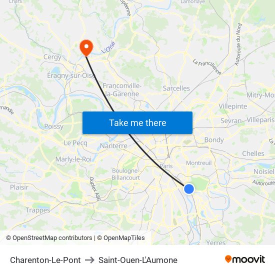Charenton-Le-Pont to Saint-Ouen-L'Aumone map