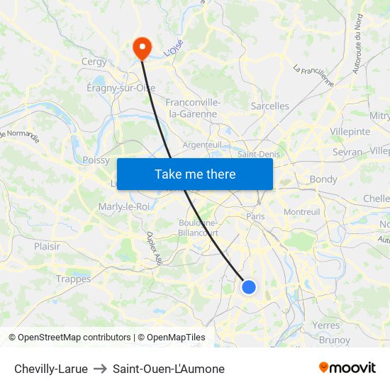 Chevilly-Larue to Saint-Ouen-L'Aumone map