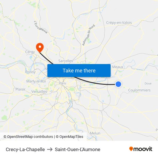 Crecy-La-Chapelle to Saint-Ouen-L'Aumone map