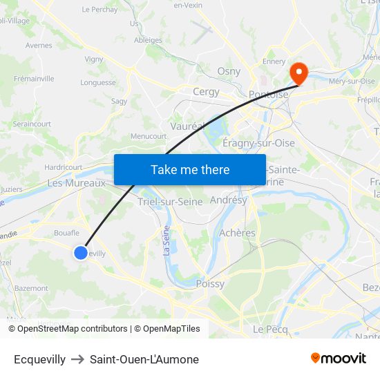 Ecquevilly to Saint-Ouen-L'Aumone map