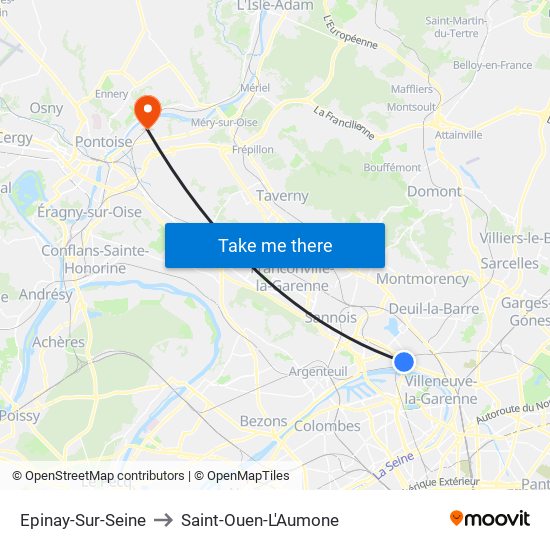 Epinay-Sur-Seine to Saint-Ouen-L'Aumone map