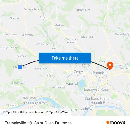 Fremainville to Saint-Ouen-L'Aumone map