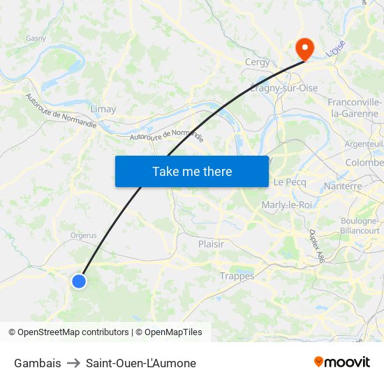 Gambais to Saint-Ouen-L'Aumone map