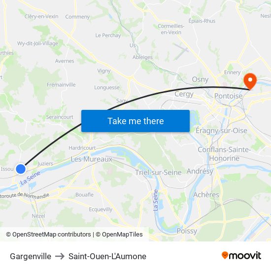 Gargenville to Saint-Ouen-L'Aumone map