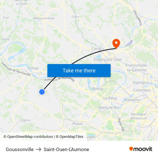 Goussonville to Saint-Ouen-L'Aumone map