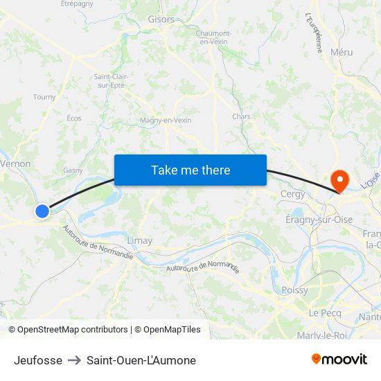 Jeufosse to Saint-Ouen-L'Aumone map